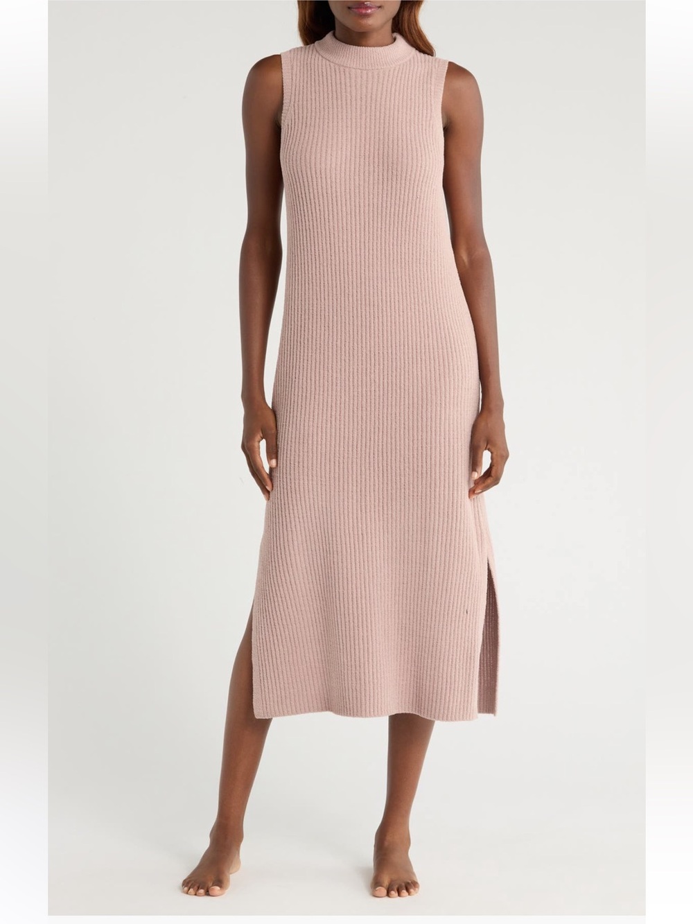 UGG || Sleeveless Rib-Knit Mock Neck Sweater Dress Dusty Pink SOFT!!